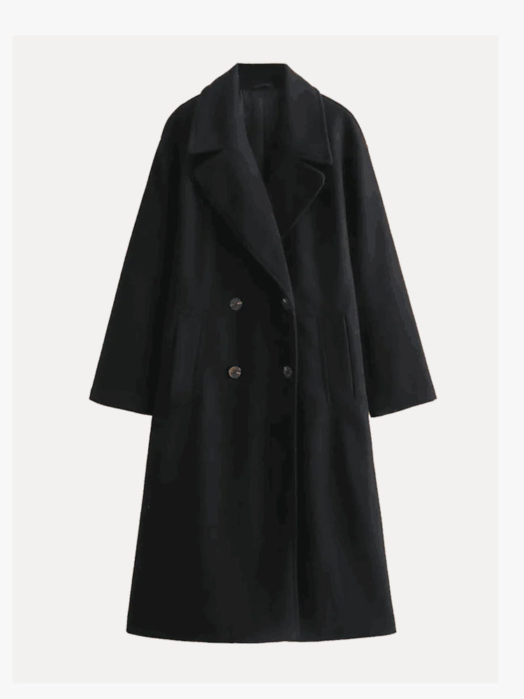 Elegante Wollen Trenchcoat Winterjas Voor Dames