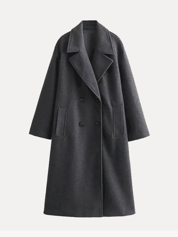 Elegante Wollen Trenchcoat Winterjas Voor Dames