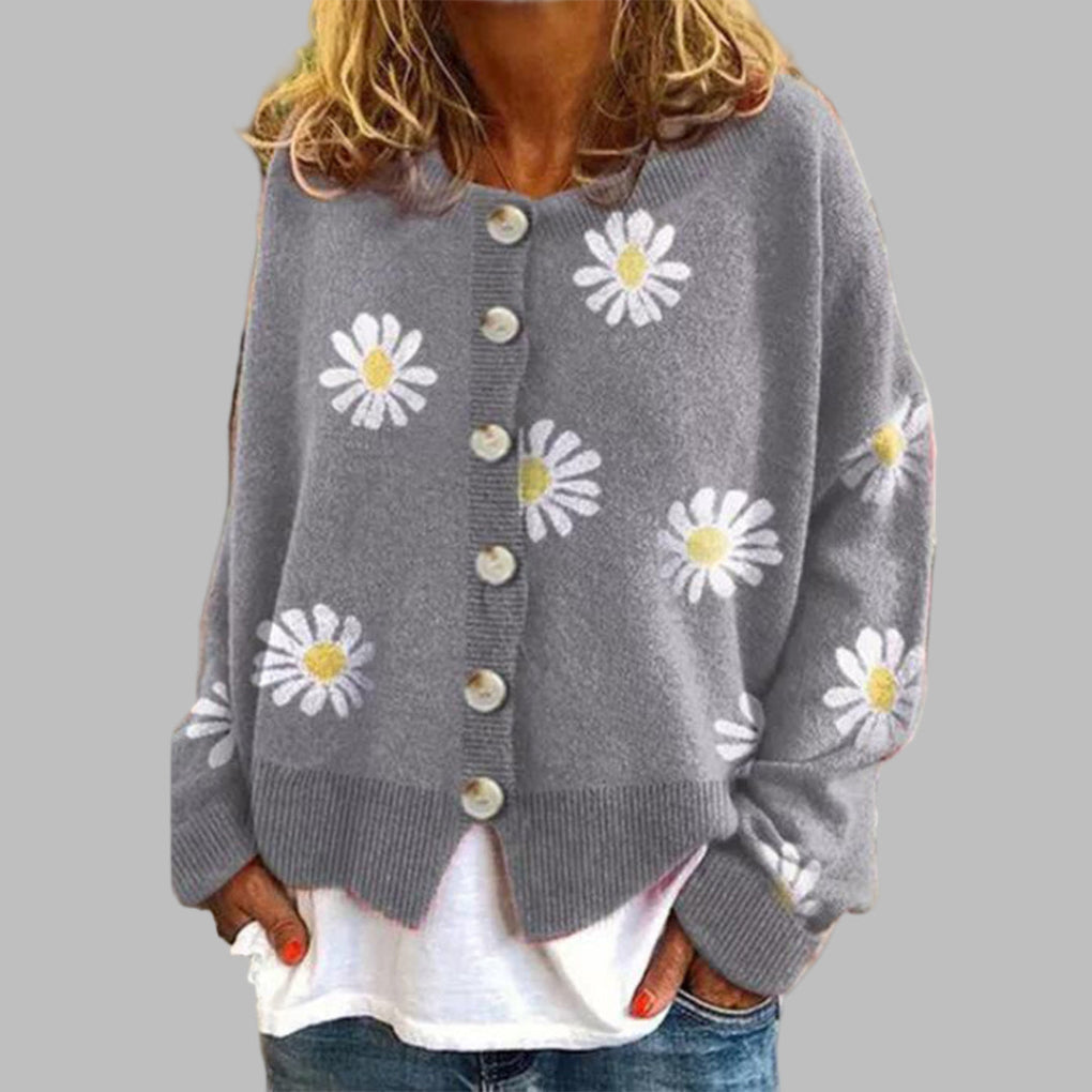 Bloemen gebreide trui voor dames