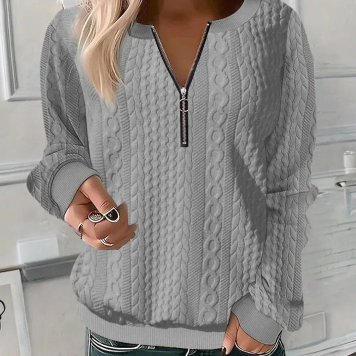 Casual V-hals Trui met Rits