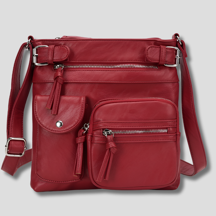 Dames schoudertas van leer met meerdere vakken