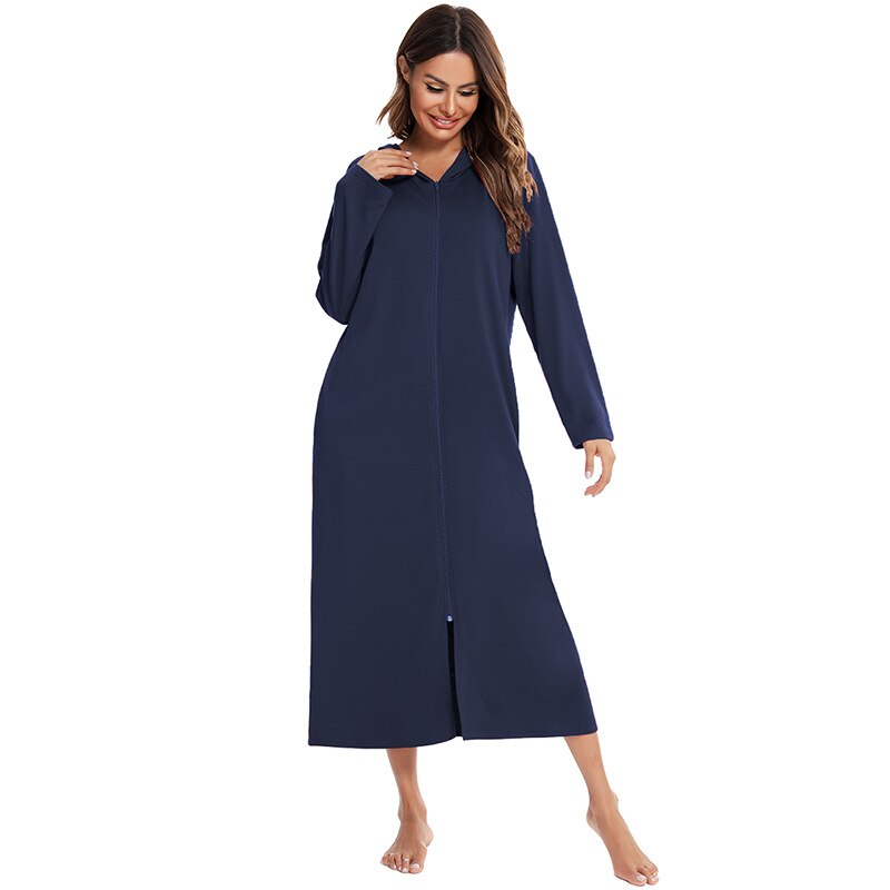 Warme Zip-up Nachtjurk met Capuchon