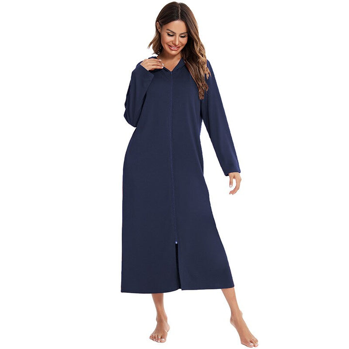 Warme Zip-up Nachtjurk met Capuchon