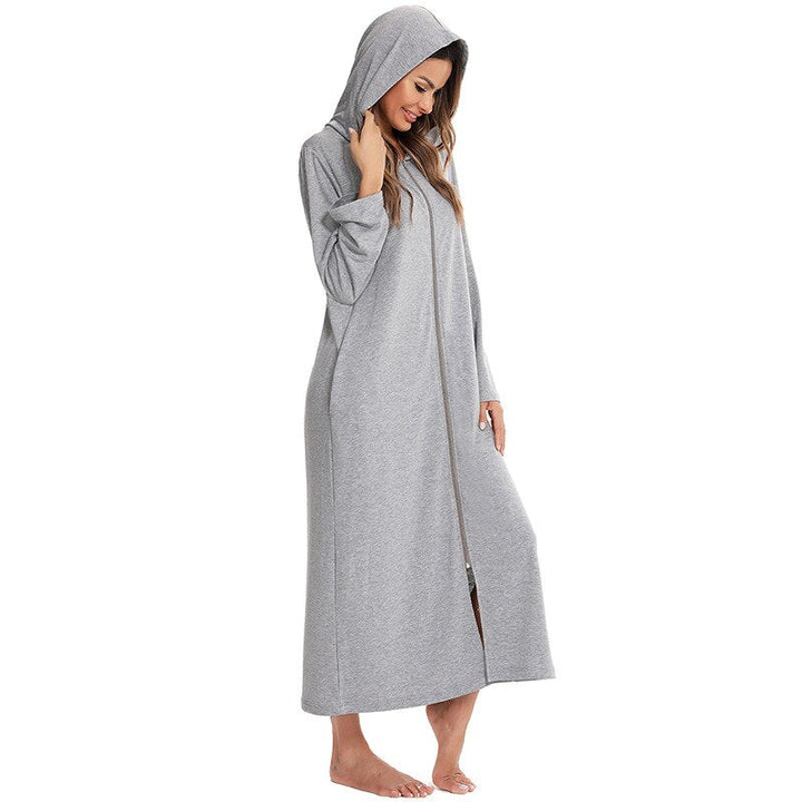 Warme Zip-up Nachtjurk met Capuchon