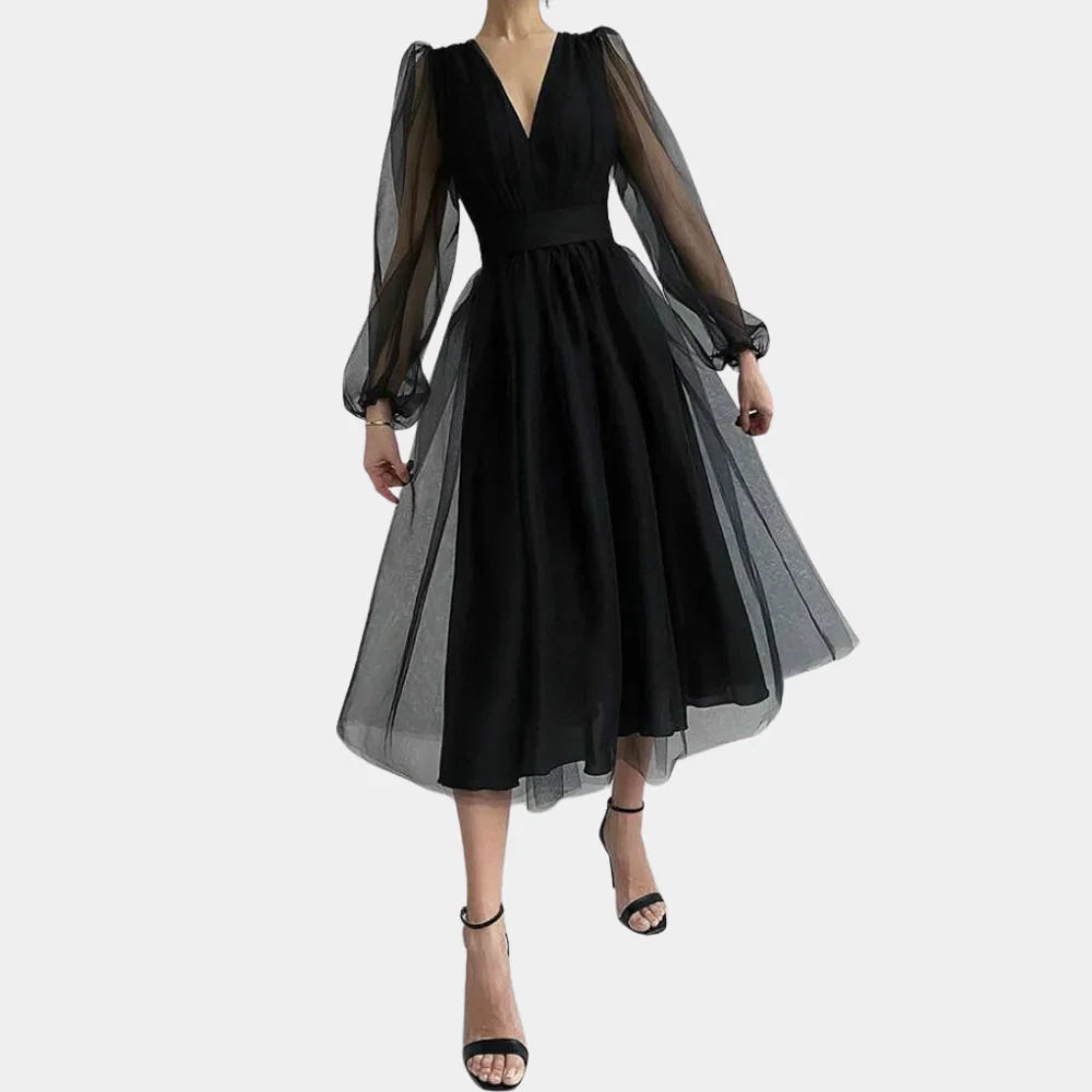 Vintage Midi Jurk met Kantdetails