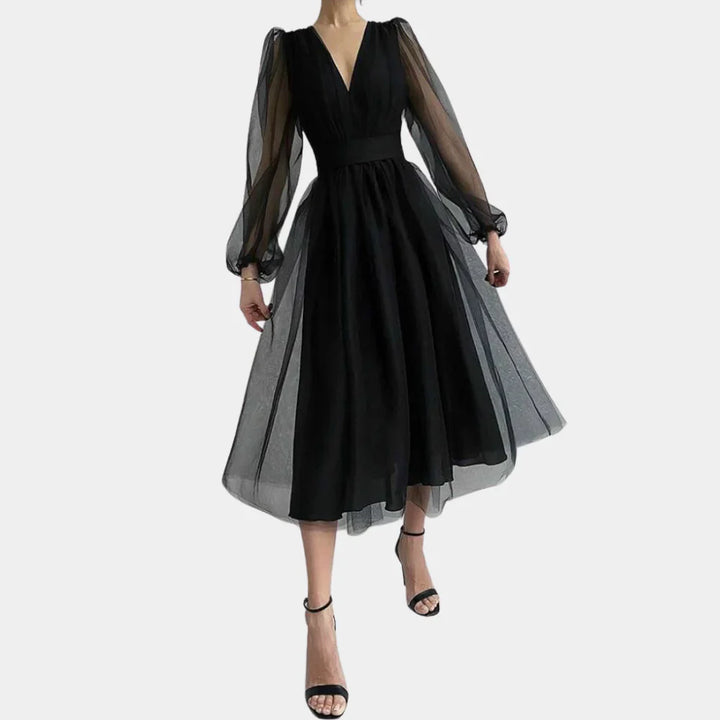 Vintage Midi Jurk met Kantdetails