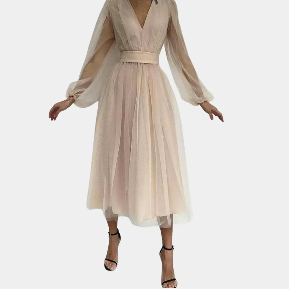 Vintage Midi Jurk met Kantdetails