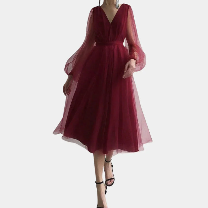 Vintage Midi Jurk met Kantdetails