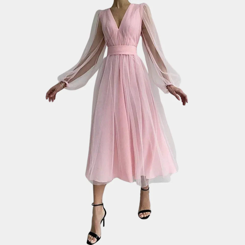 Vintage Midi Jurk met Kantdetails