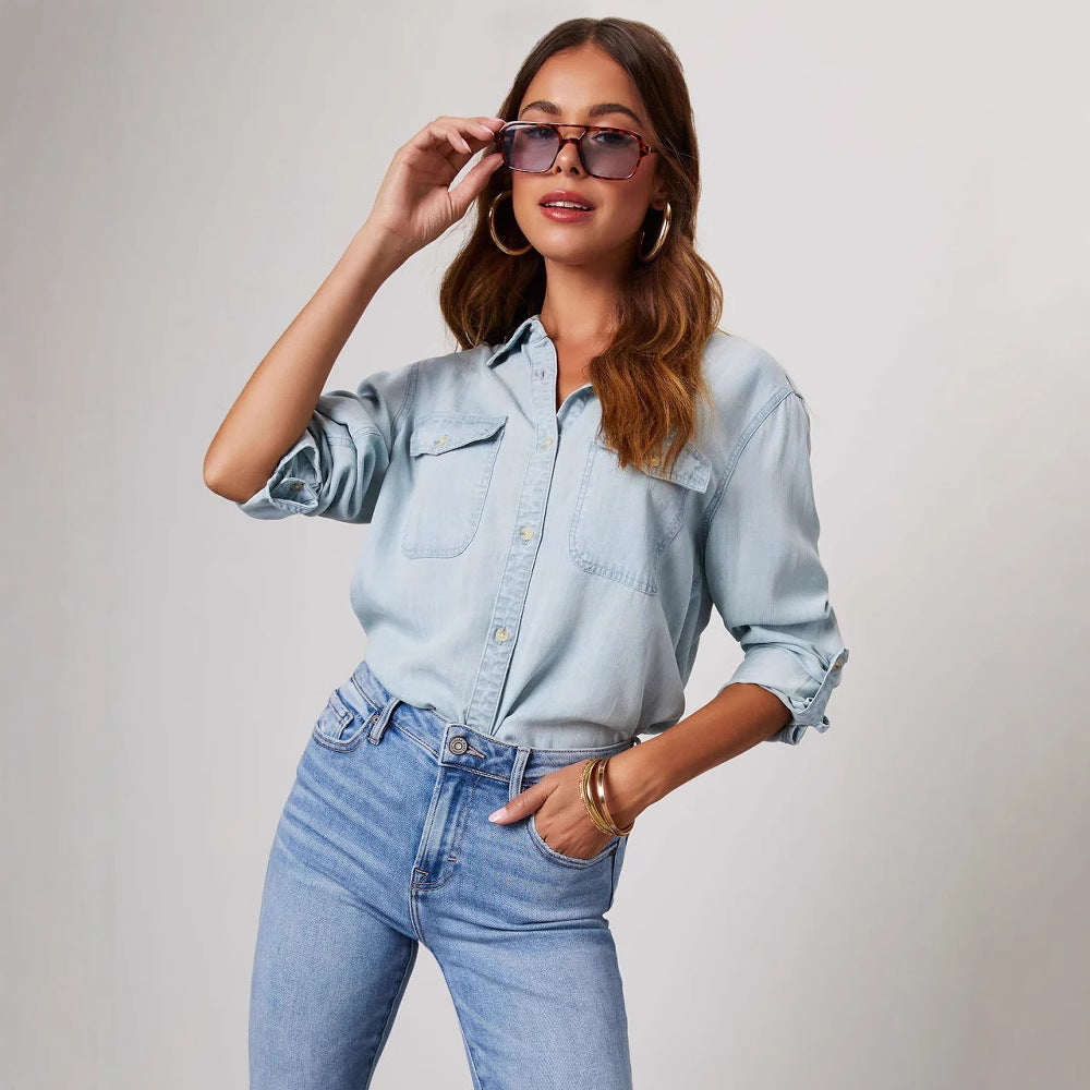 Oversized vintage denim overhemd