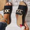 Open teen sandalen met sleehak en zachte binnenzool
