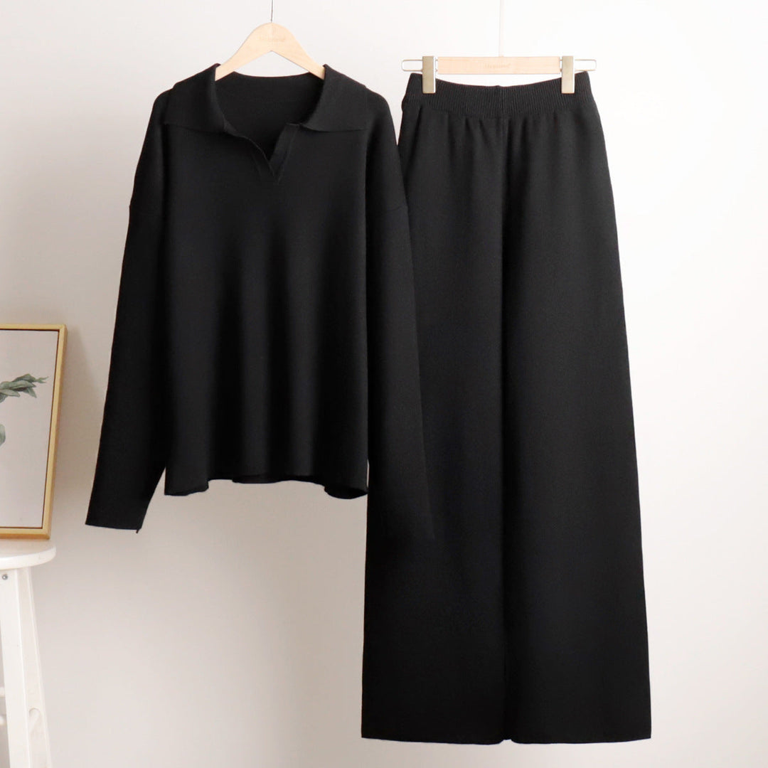 Gebreide Winter Set met Coltrui & Wijde Broek