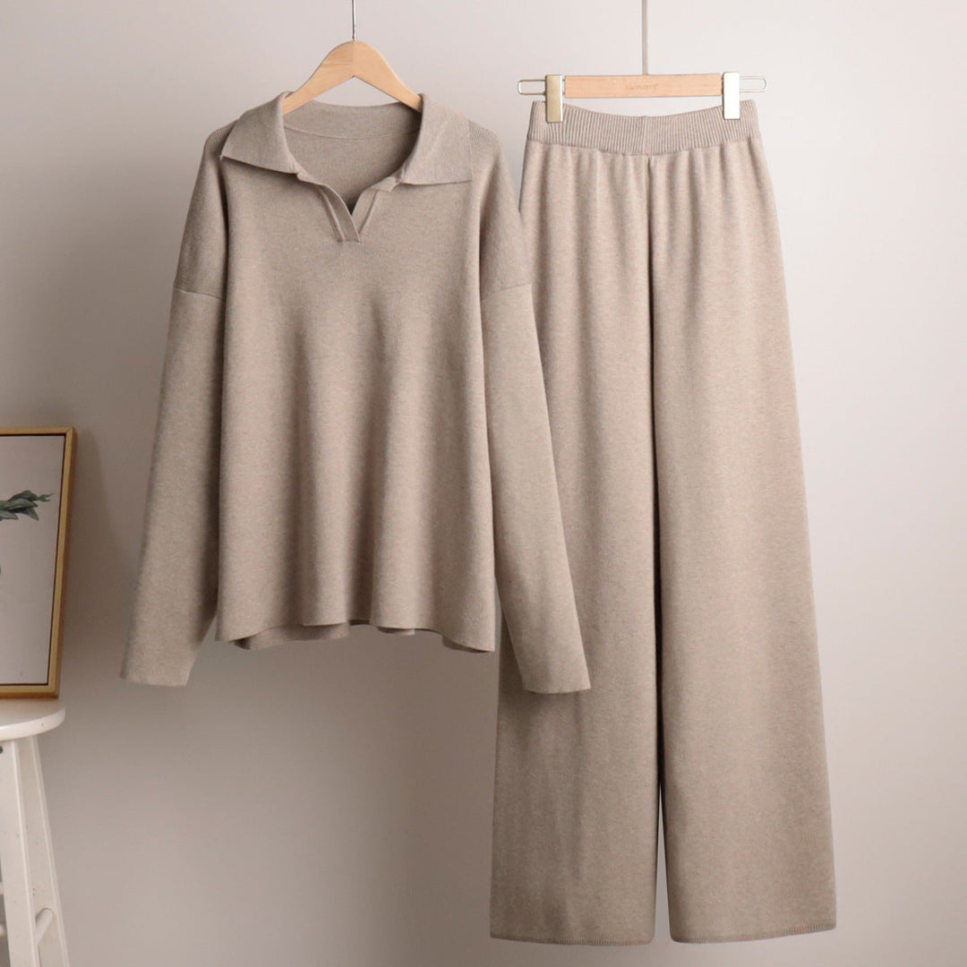Gebreide Winter Set met Coltrui & Wijde Broek