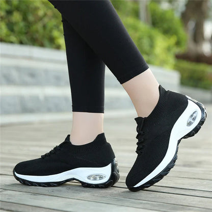 comfortabele orthopedische sportschoenen loopschoenen dames sporten fitness schoenen zwart wit