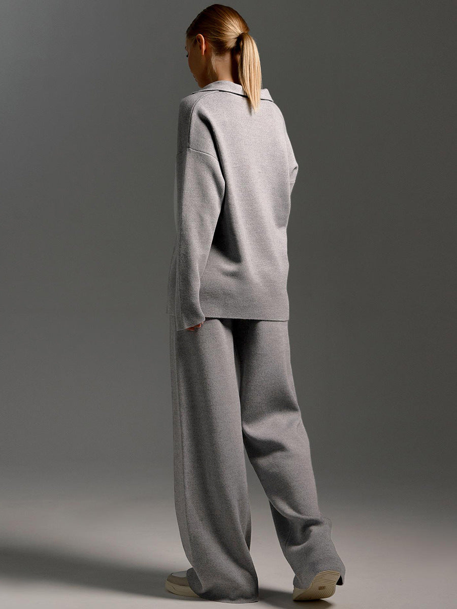 Gebreide Winter Set met Coltrui & Wijde Broek
