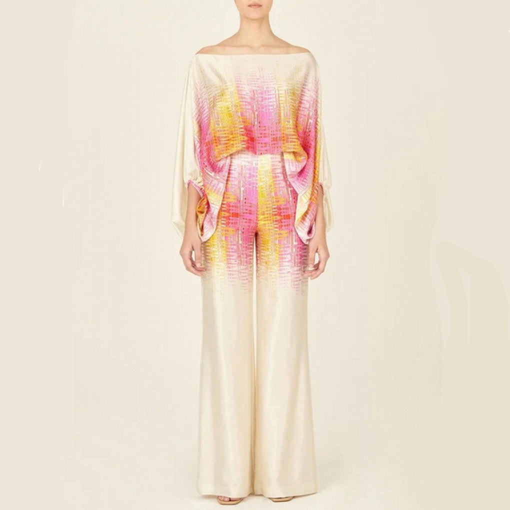 Off-shoulder satijnen set van 2 stuks voor dames