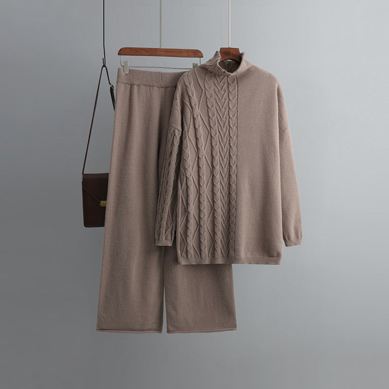 Losse Gebreide 2-Delige Set Wijde Broek En Trui Voor Dames - Carla