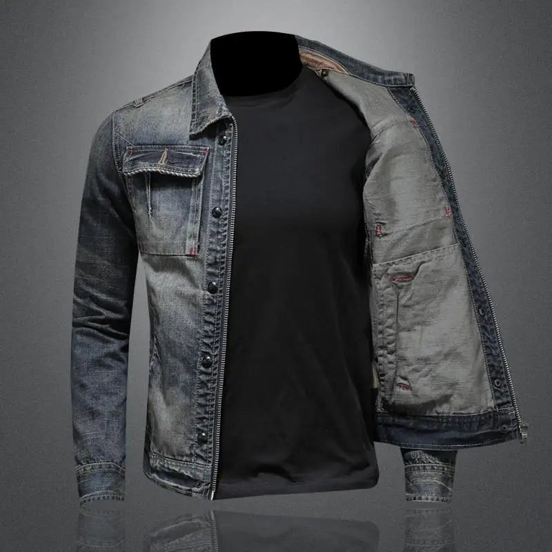 Slim Fit Denim Jas met Afritsbare Capuchon