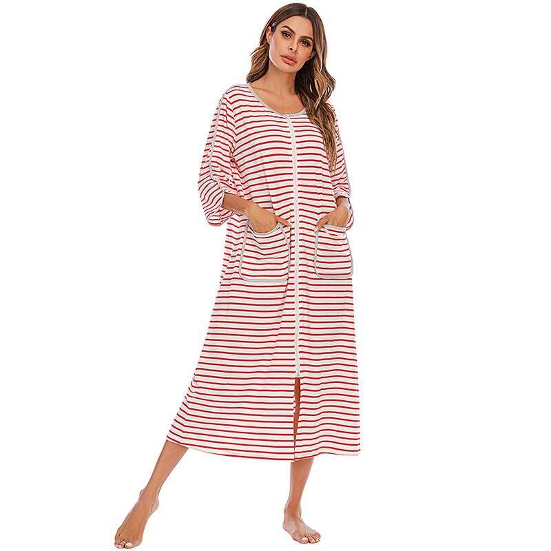 Warme Zip-up Nachtjurk met Capuchon