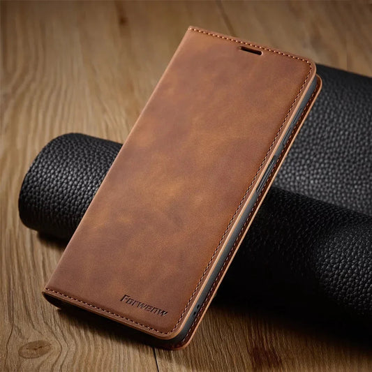 Leather Luxe - Magnetisch Leren Samsung Hoesje - Stijlvolle en Duurzame Bescherming