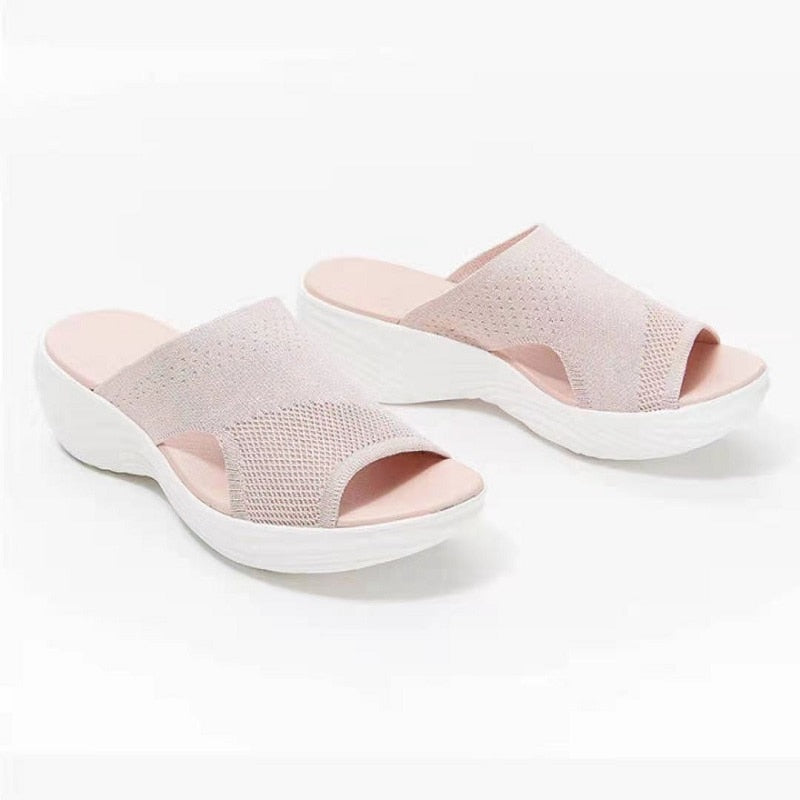 Orthopedische Sandalen Met Stretch Slippers Dames roze