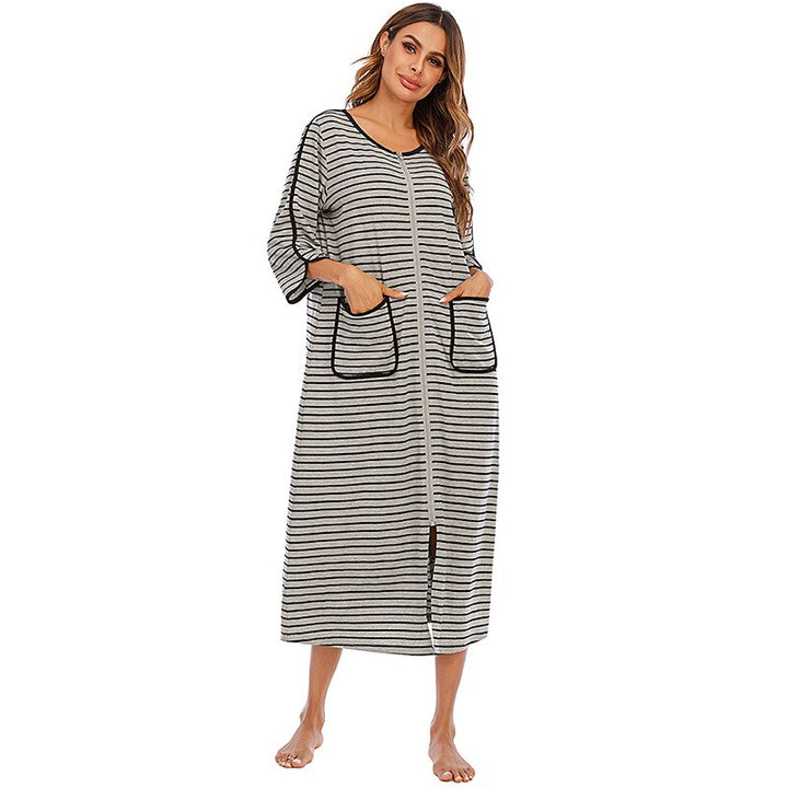 Warme Zip-up Nachtjurk met Capuchon