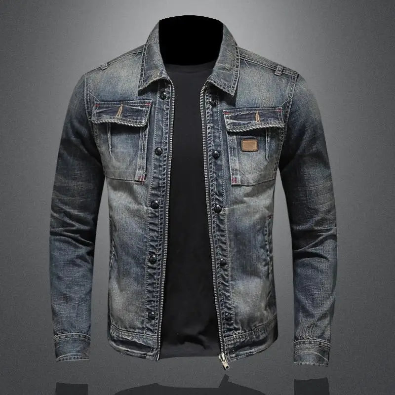 Slim Fit Denim Jas met Afritsbare Capuchon