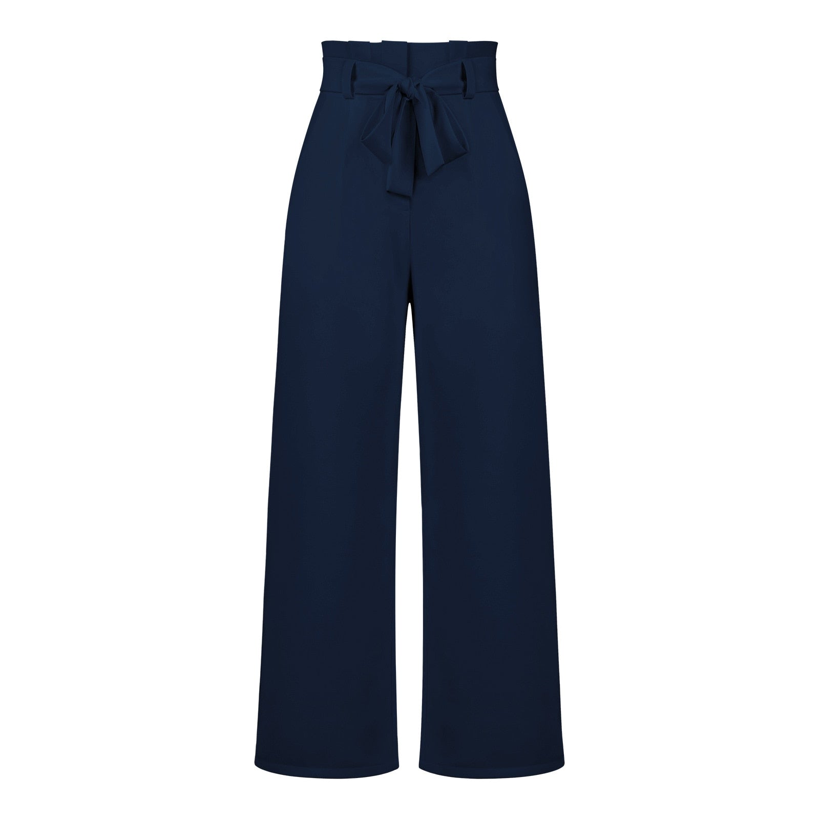 soeple en lichte linnen broekpak wijde broekdames broek zomerse broek luchtig met elegante strik detail en hoge taille donker blauw