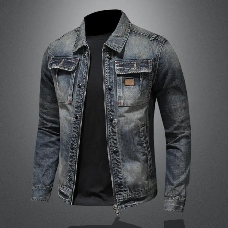 Slim Fit Denim Jas met Afritsbare Capuchon