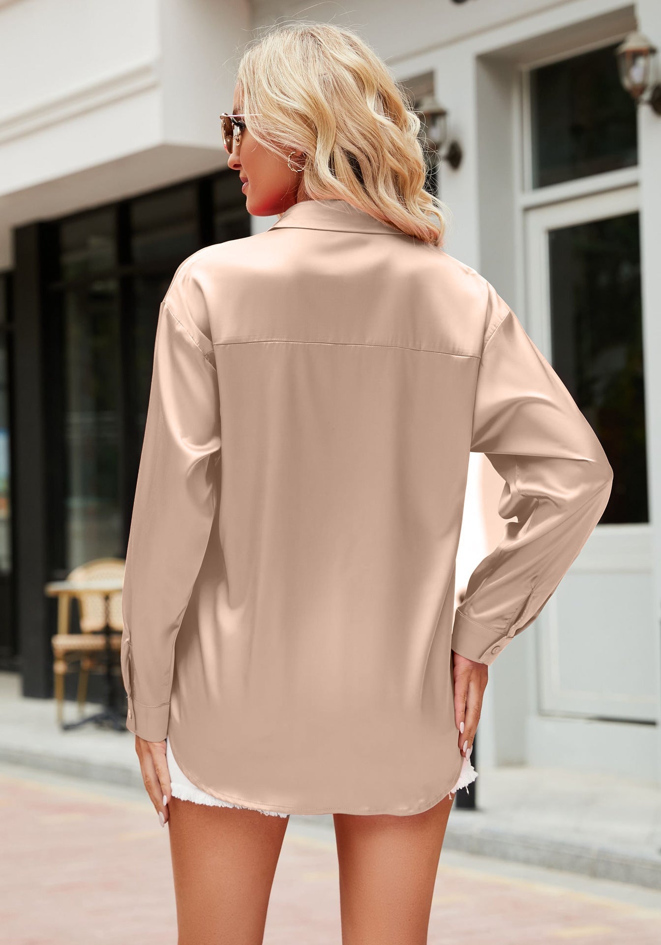 elegante satijnen dames blouse met knopen en comfortabele pasvorm chique feesten bruiloftkleding speciale gelegenheden luchtige materialen dames vrouwen blouse shirt