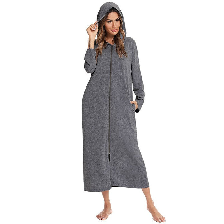 Warme Zip-up Nachtjurk met Capuchon
