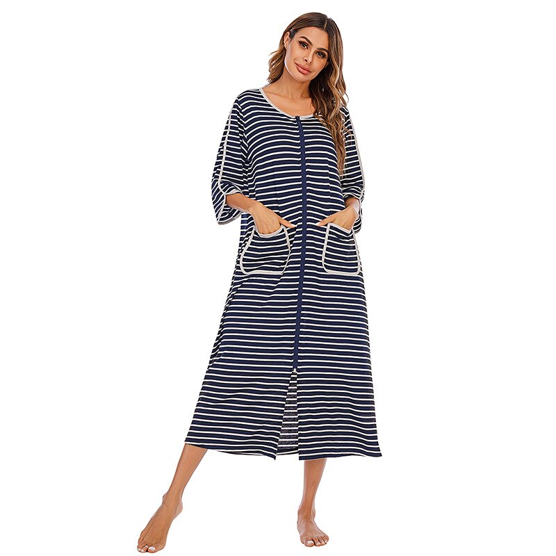 Warme Zip-up Nachtjurk met Capuchon