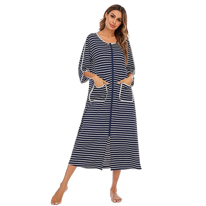 Warme Zip-up Nachtjurk met Capuchon