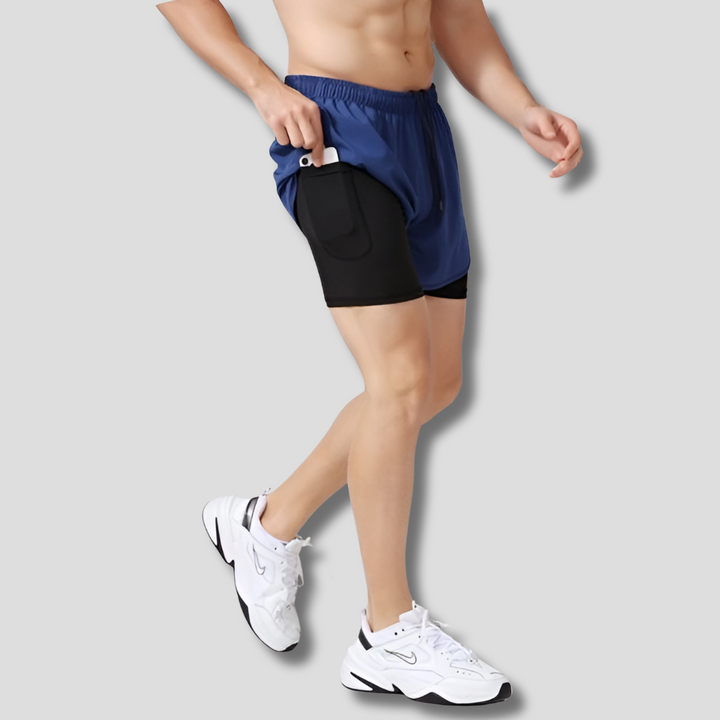 Snel drogende hardloopshorts voor heren met rits