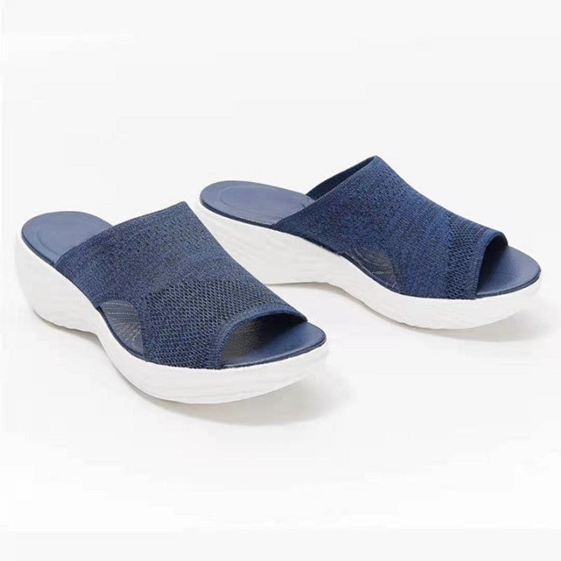 Orthopedische Sandalen Met Stretch Slippers Dames blauw