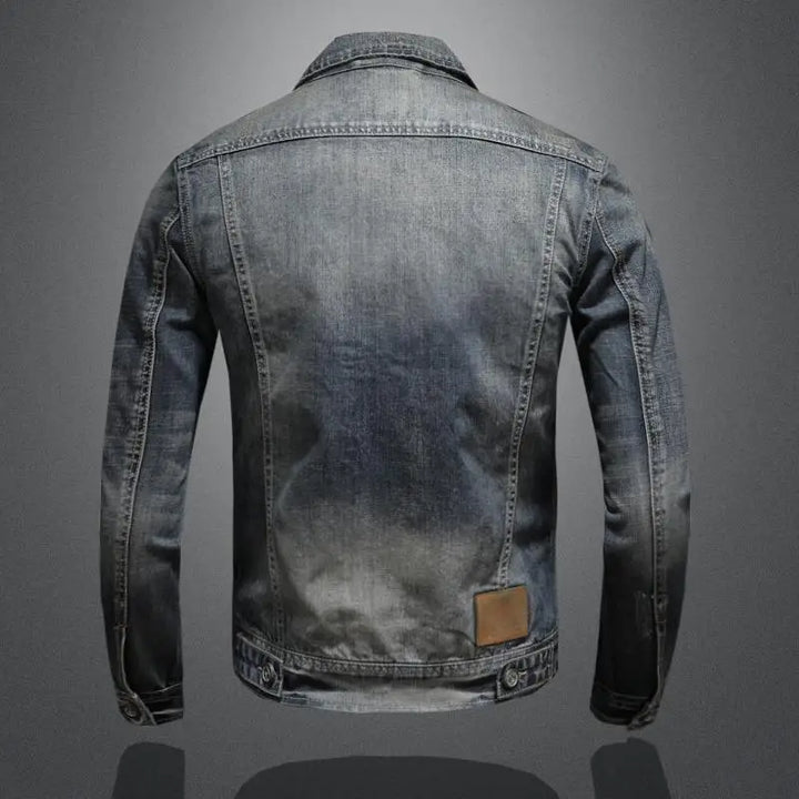 Slim Fit Denim Jas met Afritsbare Capuchon