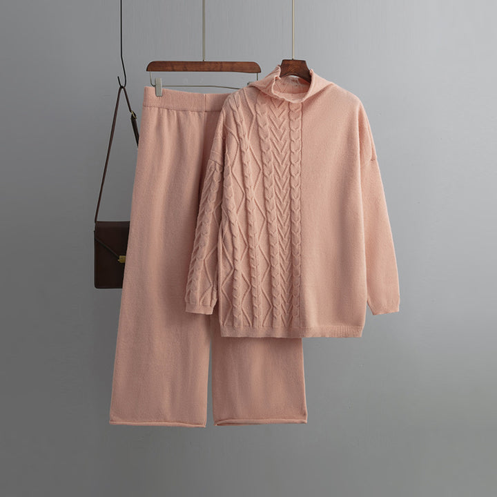 Losse Gebreide 2-Delige Set Wijde Broek En Trui Voor Dames - Carla