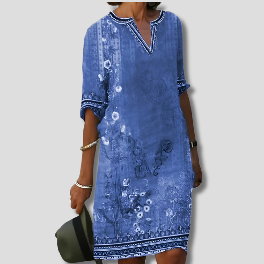 Moeiteloze en comfortabele boho-jurk met bloemenruffles