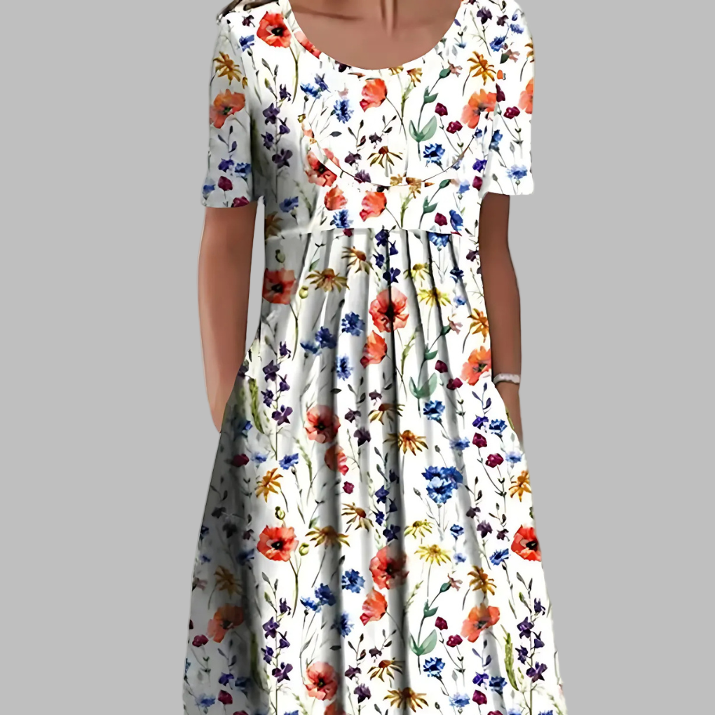 Moeiteloze vintage zomerjurk met bloemenruffles