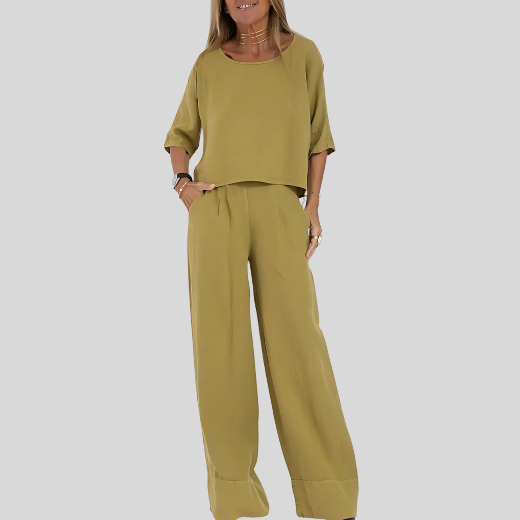 Tweedelige set van linnenmix met relaxte pasvorm voor dames