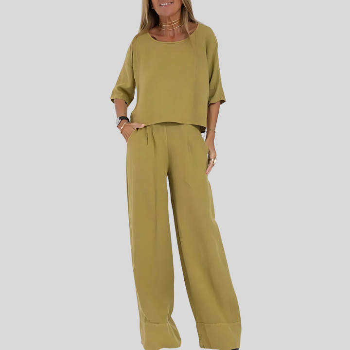 Tweedelige set van linnenmix met relaxte pasvorm voor dames