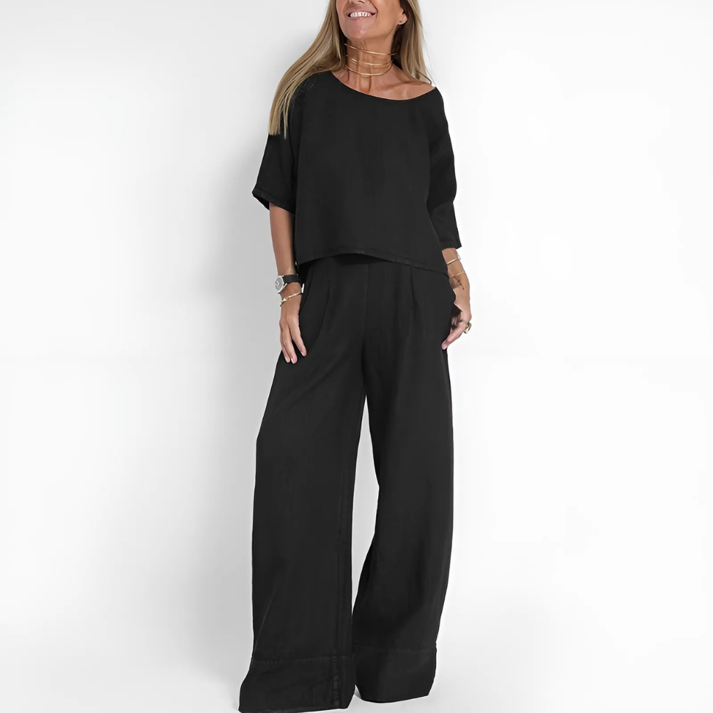 Tweedelige set van linnenmix met relaxte pasvorm voor dames