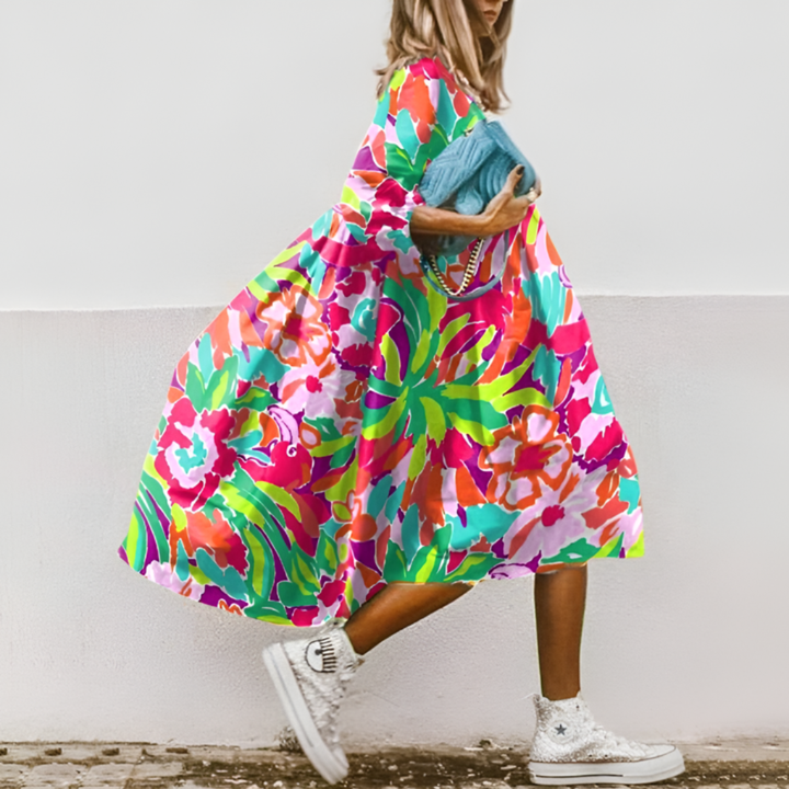 Oversized midi-jurk met bloemenprint