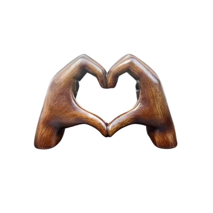 WoodLove - Hart Standbeeld - Liefde Hars Handen Hart Beeld