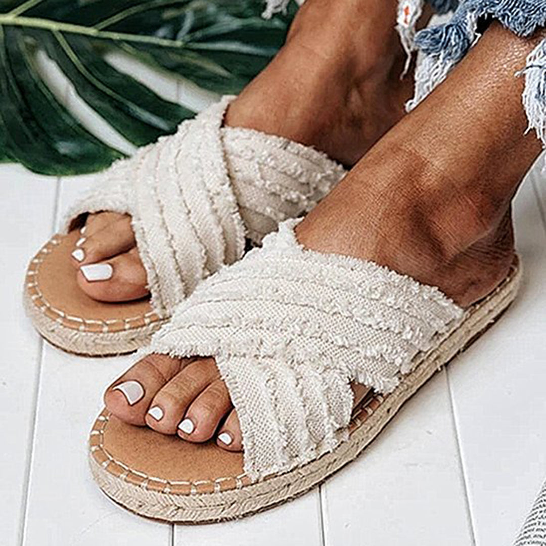 Casual boho bohemian flat slippers sandalen ondersteunend zomerse sandalen strand dames wit