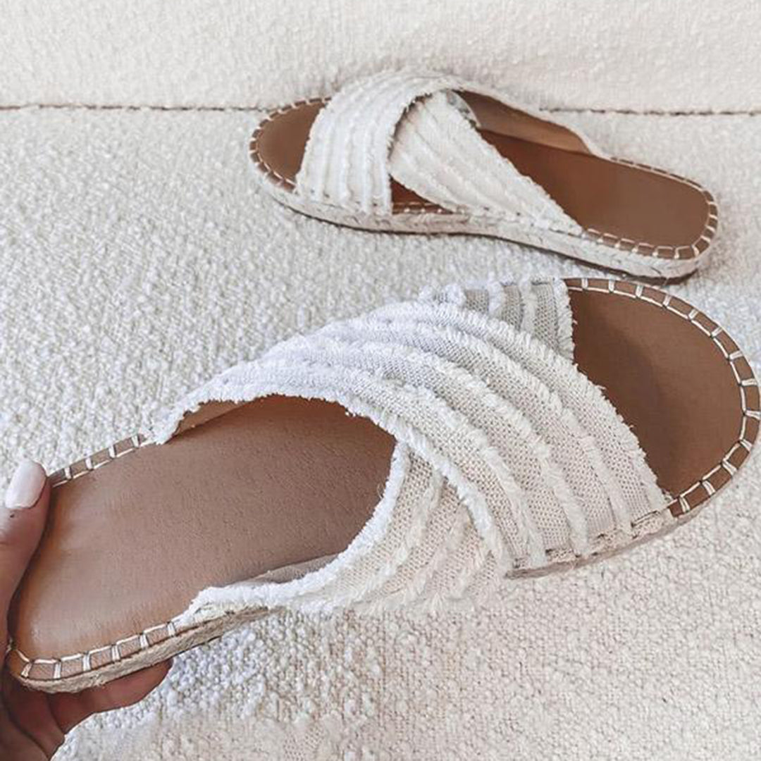 Casual boho bohemian flat slippers sandalen ondersteunend zomerse sandalen strand dames wit