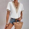 Molly – Slim Fit Kanten V-Hals T-Shirt voor dames