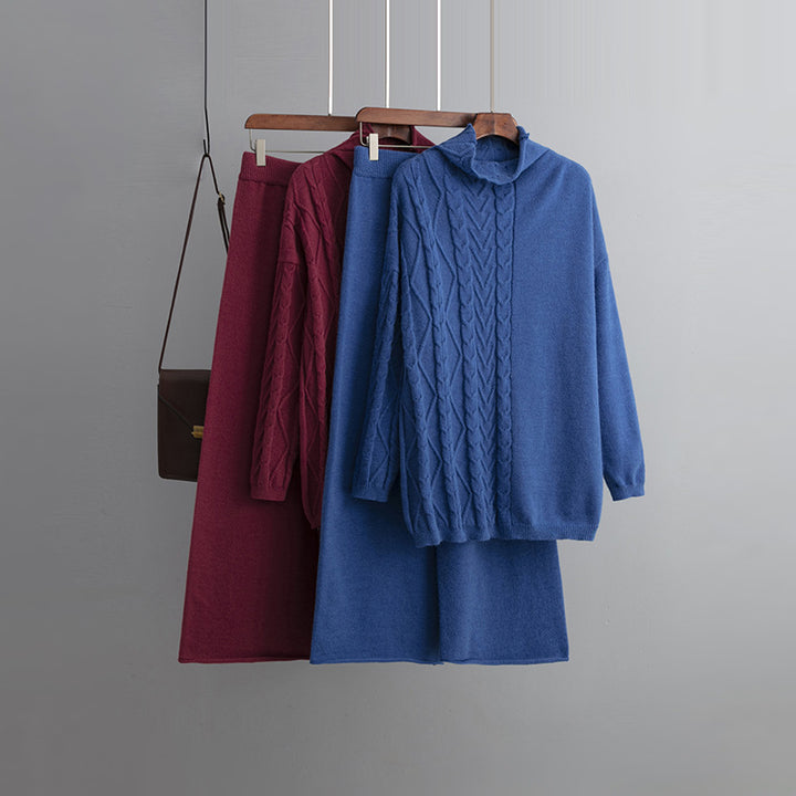 Losse Gebreide 2-Delige Set Wijde Broek En Trui Voor Dames - Carla