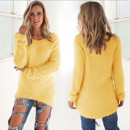 Casual Warme Fluffy Sweater Voor Dames