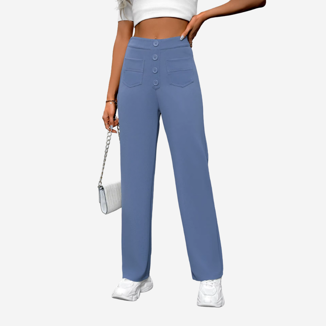 Casual Rechte Broek met Hoge Taille